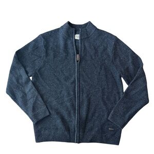 Kauri Trail 100% Lambswool Full Zip Sweater Jacket Blue Outdoor Knit Size L